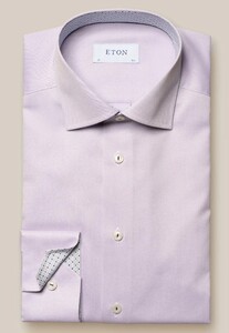 Eton Uni Signature Twill Subtle Texture Fine Floral Contrast Details Shirt Light Purple