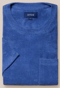 Eton Uni Terry Round Neck T-Shirt Blauw