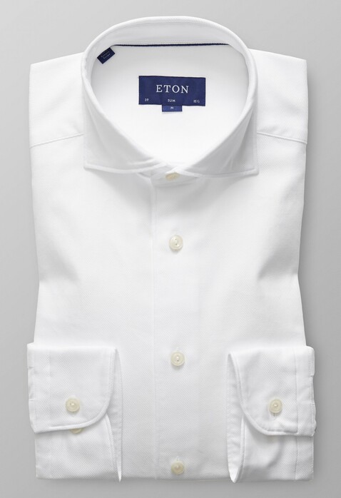 Eton Uni Textured Twill Overhemd Wit
