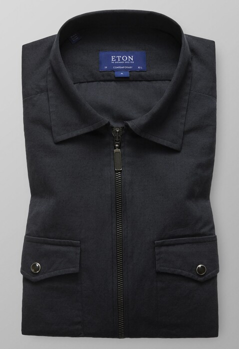 Eton Uni Zipper Shirt Mid Grey