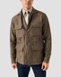 Eton Utility Inspired Multi Pocket Heavyweight Linnen Overshirt Donker Groen