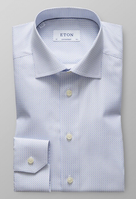 Eton Versatile Micro Pattern Overhemd Diep Blauw