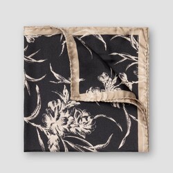 Eton Vibrand Floral Pattern Silk Pochet Zwart