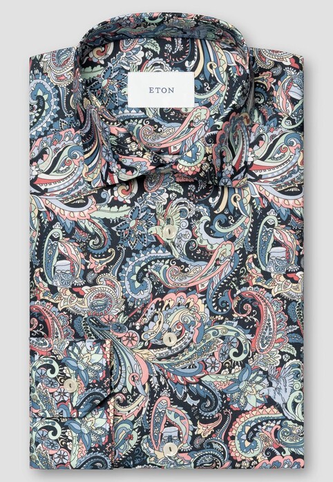 Eton Vibrant Paisley Pattern Luxury Cotton Signature Twill Overhemd Multicolor