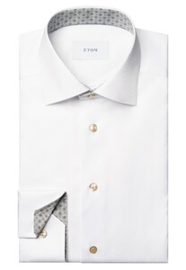 Eton White Medallion Effect Signature Twill Shirt Overhemd Wit