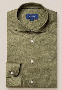 Eton Wide Spread Cotton Uni Jersey Overhemd Groen
