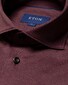 Eton Wide Spread Cotton Uni Jersey Shirt Burgundy