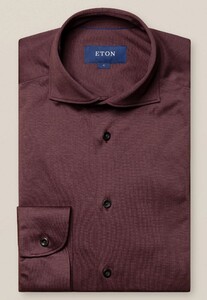 Eton Wide Spread Cotton Uni Jersey Shirt Burgundy