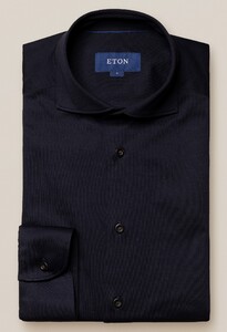 Eton Wide Spread Cotton Uni Jersey Shirt Dark Navy