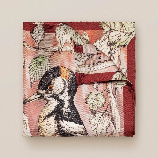 Eton Woodpecker Pocket Square Red-Brown