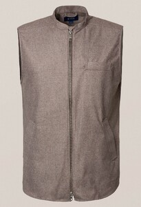 Eton Wool Cashmere Twill Uni Cardigan Brown