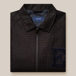 Eton Wool Cashmere Varsity Jacket Navy-Brown