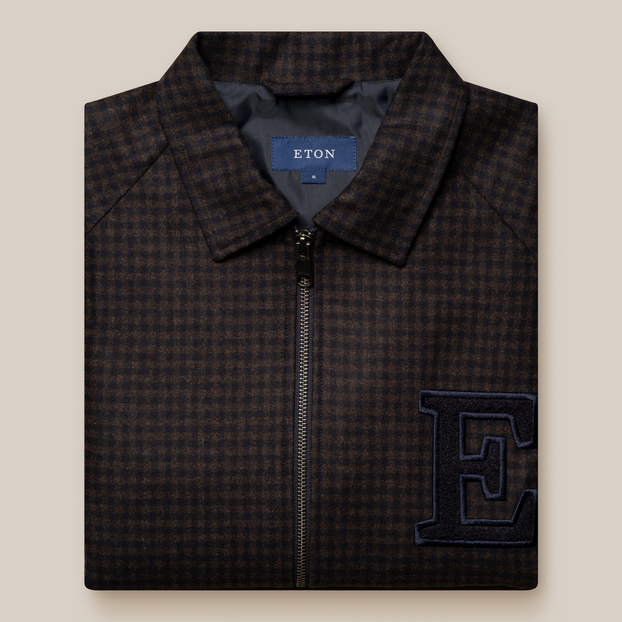 Eton Wool Cashmere Varsity Jacket Navy-Bruin