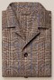 Eton Wool Silk Linnen Check Hopsack Weave Overshirt Bruin
