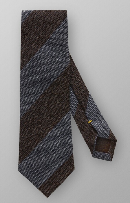 Eton Wool Silk Polyamid Striped Tie Das Donker Bruin Melange