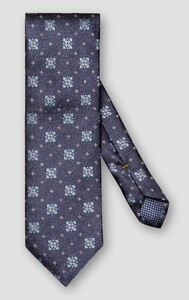 Eton Woven Floral Pattern Rich Texture Silk Tie Navy
