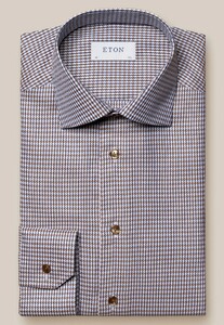 Eton Woven Houndstooth Signature Twill Shirt Brown