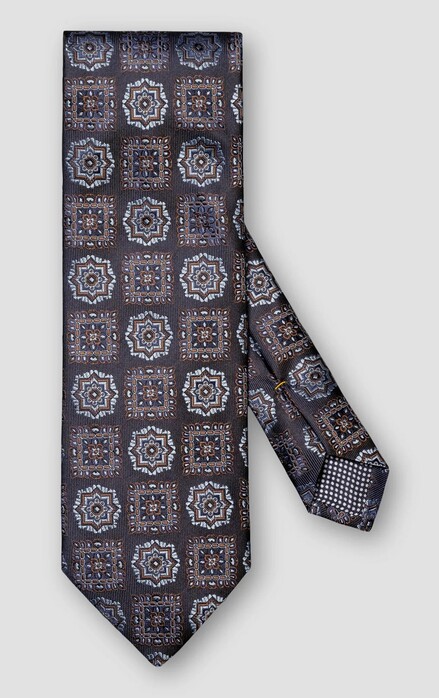 Eton Woven Medallion Pattern Silk Das Navy-Bruin