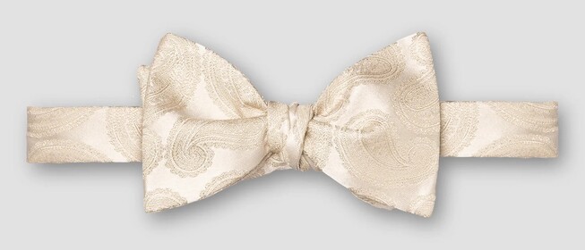 Eton Woven Paisley Silk Self Tied Bow Tie Beige