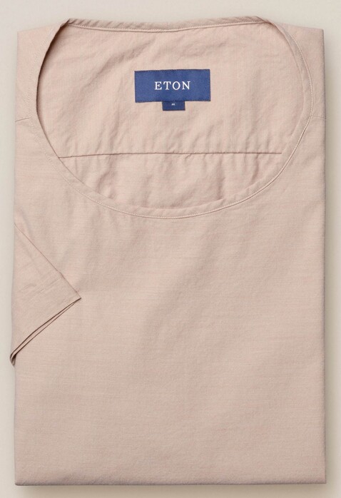 Eton Woven Twill Round Neck T-Shirt Beige