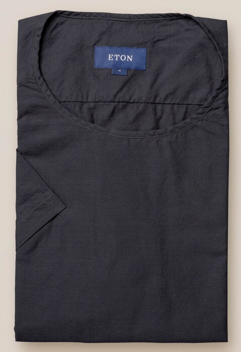 Eton Woven Twill Round Neck T-Shirt Zwart Melange