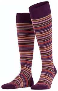 Falke Microblock Stripe Kniekousen Wine Berry