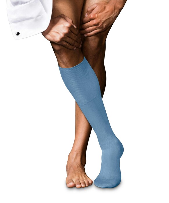 Falke No. 6 Finest Merino and Silk Kniekous Knee-Highs Airy Blue