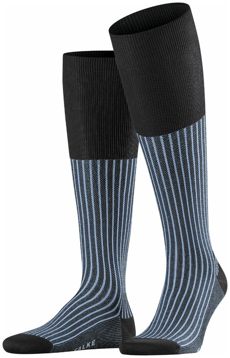 Falke Oxford Stripe Knee-Highs Anthracite Melange