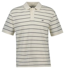Fine Striped Cotton Subtle Gant Embroidery Polo Cream