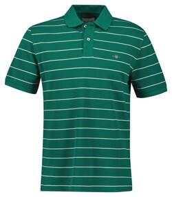 Fine Striped Cotton Subtle Gant Embroidery Polo Diep Groen