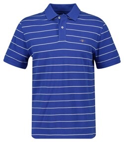 Fine Striped Cotton Subtle Gant Embroidery Polo Rich Blue