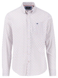 Fynch-Hatton Abstract Combi Pattern Button-Down Overhemd Poppy Red