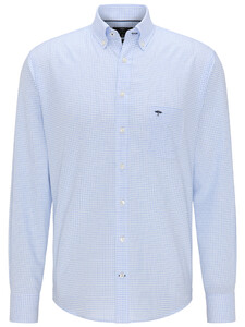 Fynch-Hatton All-Season Oxford Check Shirt Light Blue