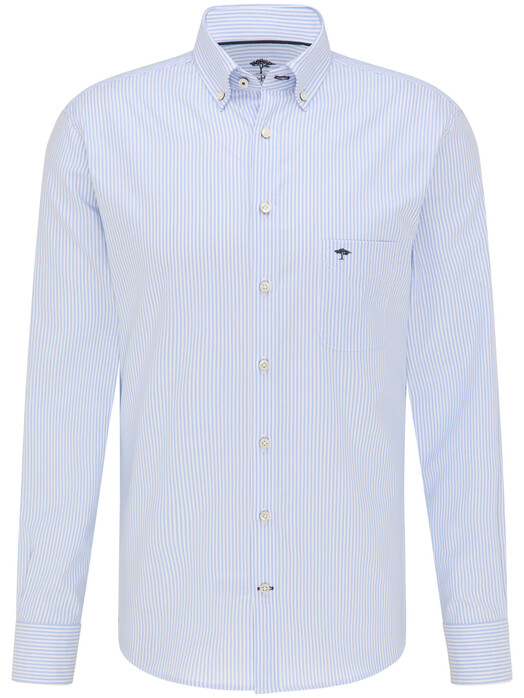 Fynch-Hatton All-Season Oxford Stripe Overhemd Licht Blauw