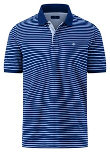 Fynch-Hatton Allover Duo Color Stripe Jersey Poloshirt Crystal Blue