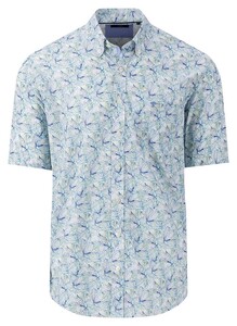 Fynch-Hatton Allover Floral Leaves Short Sleeve Overhemd Soft Groen