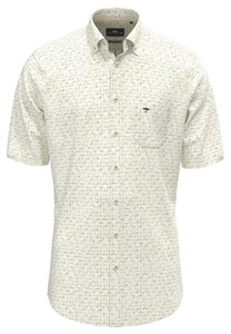 Fynch-Hatton Allover Graphic Pattern Short Sleeve Overhemd Pale Yellow