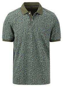 Fynch-Hatton Allover Micro Mini Squares Poloshirt Dusty Olive