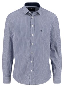 Fynch-Hatton Allover Vertical Stripes Kent Collar Overhemd Navy