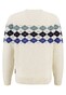 Fynch-Hatton Argyle Check Pattern Merino Cashmere O-Neck Pullover Off White