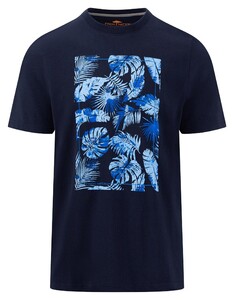 Fynch-Hatton Artwork Leaves T-Shirt Navy