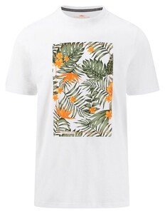 Fynch-Hatton Artwork Leaves T-Shirt Wit-Groen-Oranje