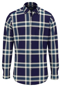 Fynch-Hatton Big Check Button Down Shirt Navy