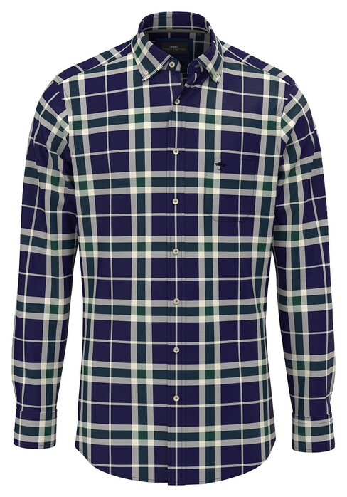 Fynch-Hatton Big Check Button Down Shirt Navy