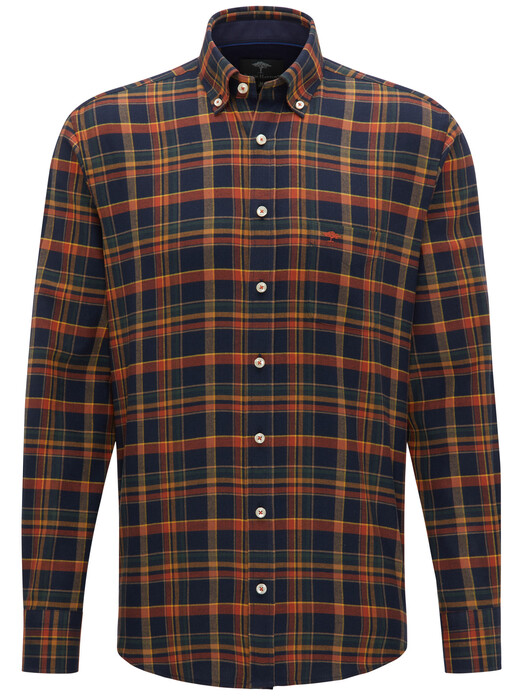 Fynch-Hatton Big Flannel Check Overhemd Burnt Sienna