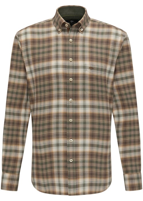 Fynch-Hatton Big Flannel Fond Check Shirt Biscotti-Taupe