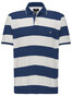 Fynch-Hatton Blockstripe Cotton Linen Blend Poloshirt Midnight-White