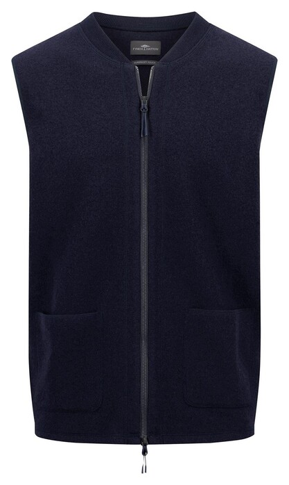 Fynch-Hatton Boiled Wool V-Neck Zip Cardigan Navy