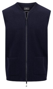 Fynch-Hatton Boiled Wool V-Neck Zip Vest Navy