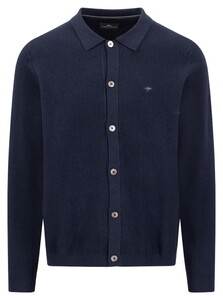 Fynch-Hatton Buttoned Cardigan Allover Structure Vest Navy